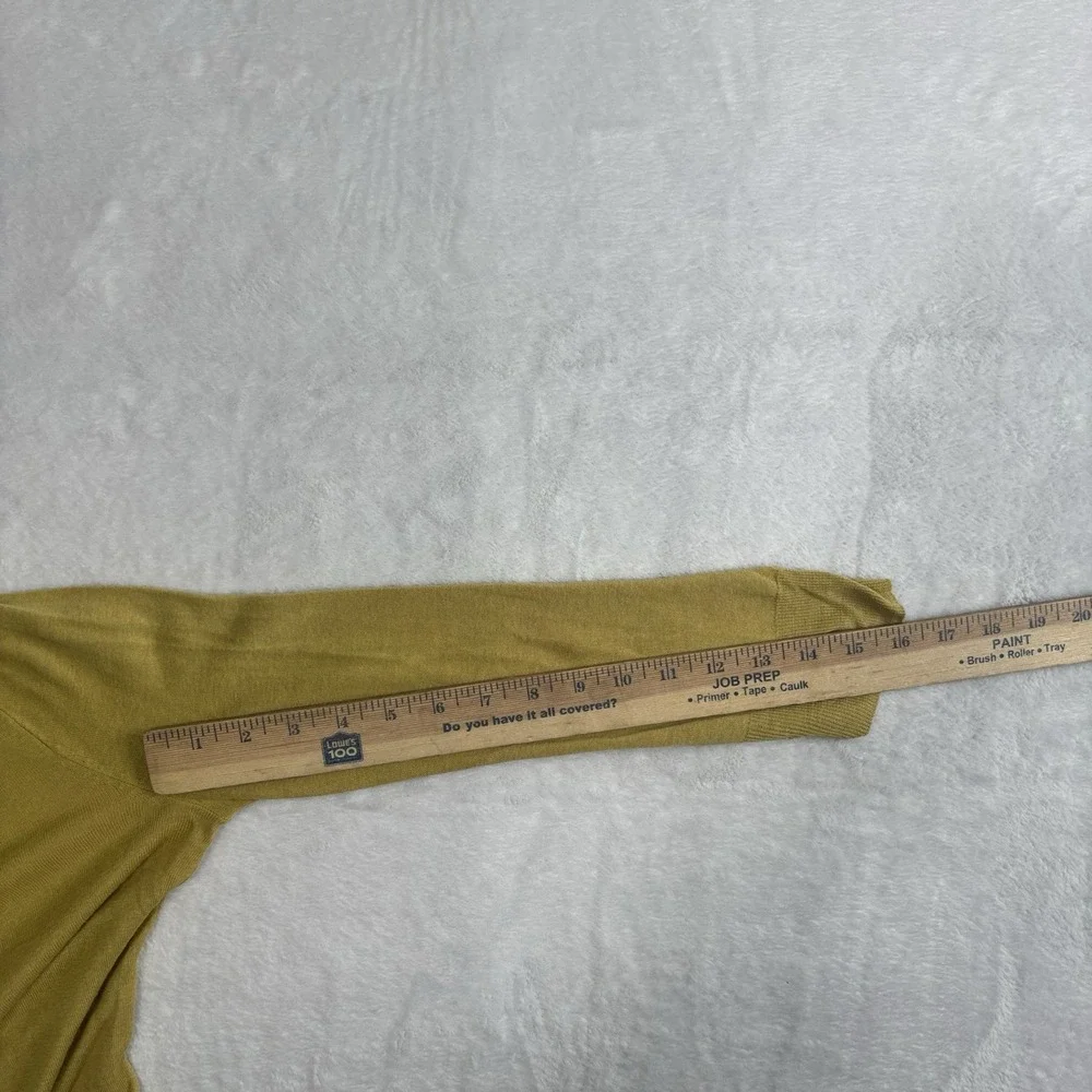 Y2K J.Crew Yellow Long Sleeve V-Neck Silk Blouse Women's Size Medium‎ Hole